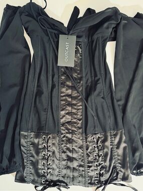 OUTCAST MINI DRESS NEW WITH TAGS!  
Lace-Up Satin & Mesh Corset Top
